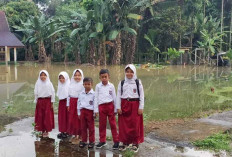 Sejumlah Daerah Masih Tergenang Banjir, Siswa Terpaksa Belajar Daring 